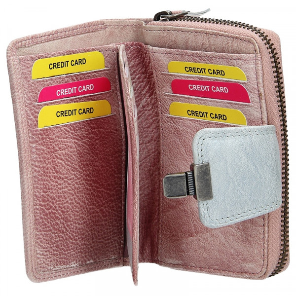 Dámska kožená peňaženka Lagen Lea - fialovo-strieborná