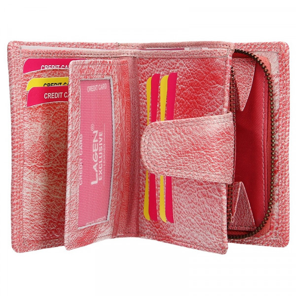 Dámska kožená peňaženka Lagen Marla - ružová