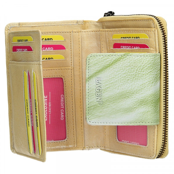 Dámska kožená peňaženka Lagen Agáta - žlto-zelená