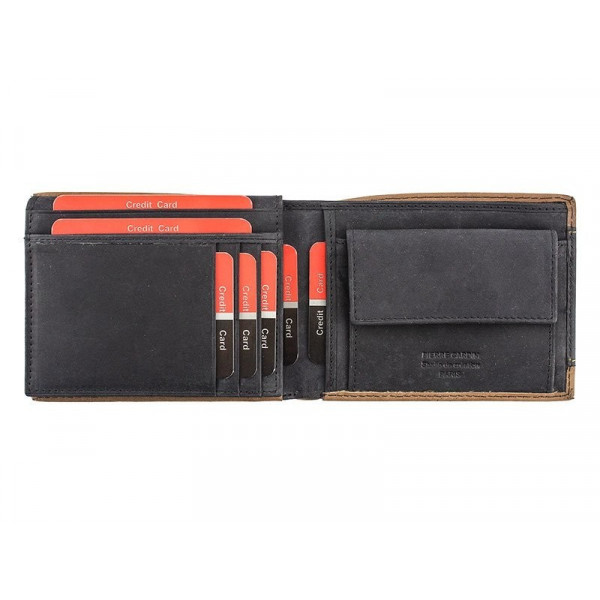 Pánska kožená peňaženka Pierre Cardin Dan - čierno-hnedá