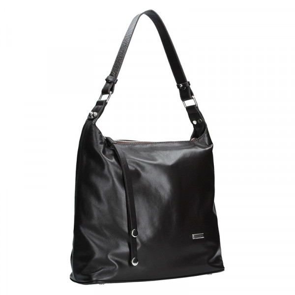 Dámska kožená kabelka Facebag Fionna glassy - tmavo hnedá