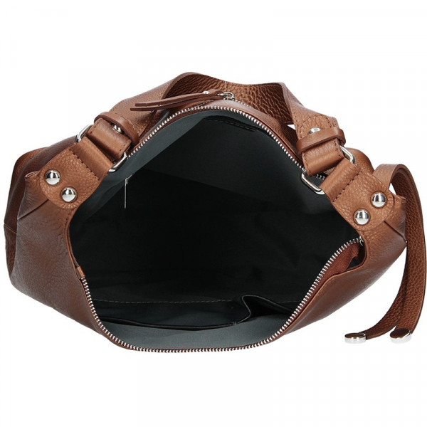 Dámska kožená kabelka Facebag Fionna glassy - hnedá