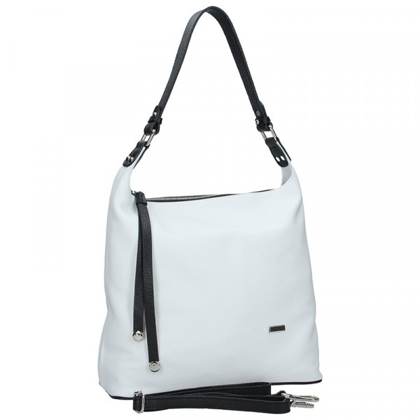 Dámska kožená kabelka Facebag Fionna - bielo-čierna
