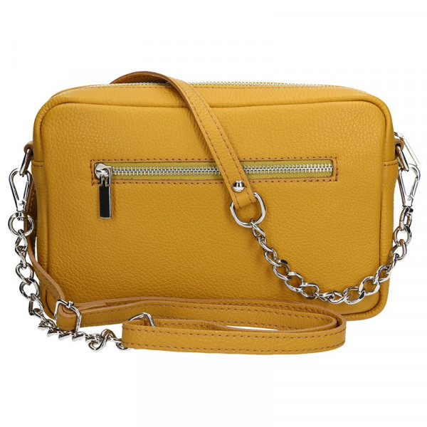 Trendy dámska kožená crossbody kabelka Facebag Nina - žltá
