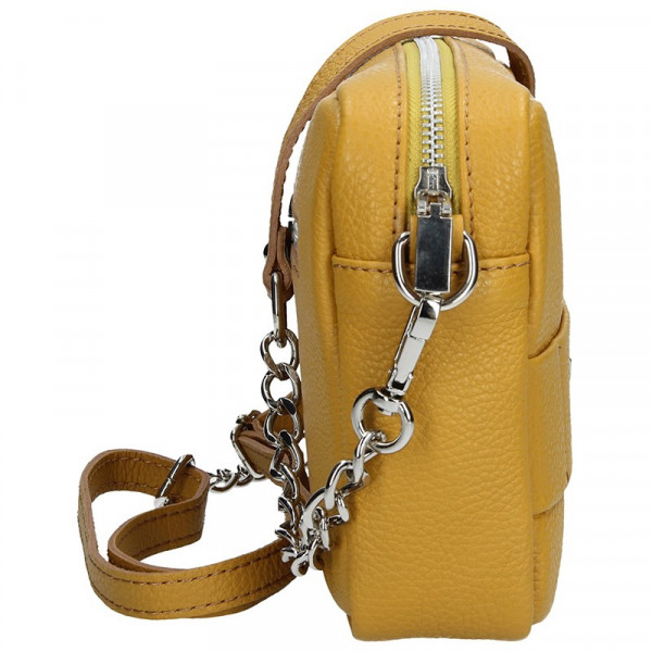 Trendy dámska kožená crossbody kabelka Facebag Nina - žltá