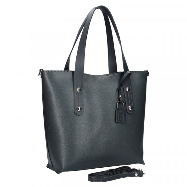 Dámska kožená kabelka Facebag Nina - tmavo šedá