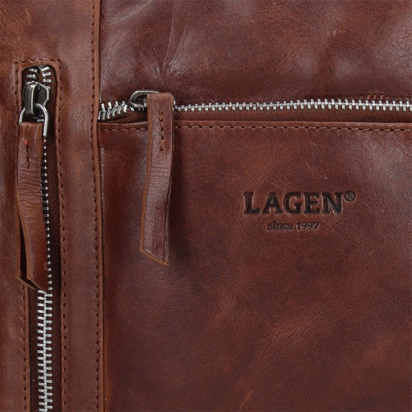 Pánska kožená taška cez rameno Lagen Rudolf - hnedá