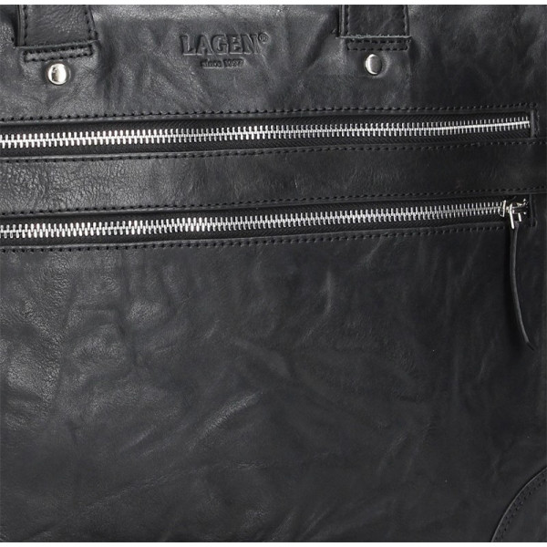 Pánska kožená business taška Lagen Edgar - čierna