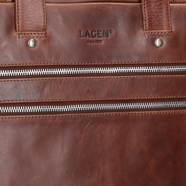 Pánska kožená business taška Lagen Edgar - hnedá
