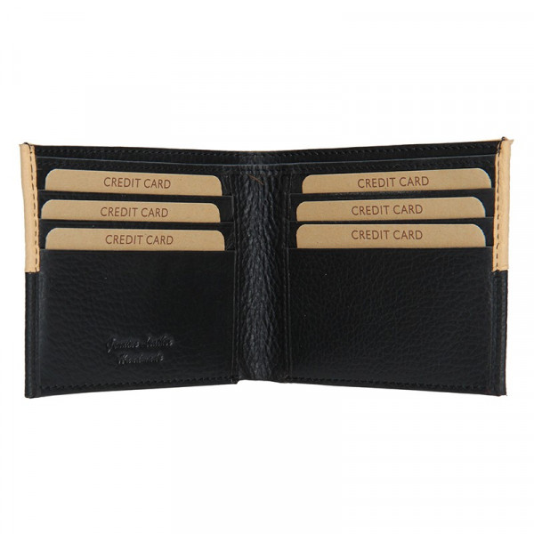 Pánska kožená slim peňaženka Lagen Danny - čierno-béžová