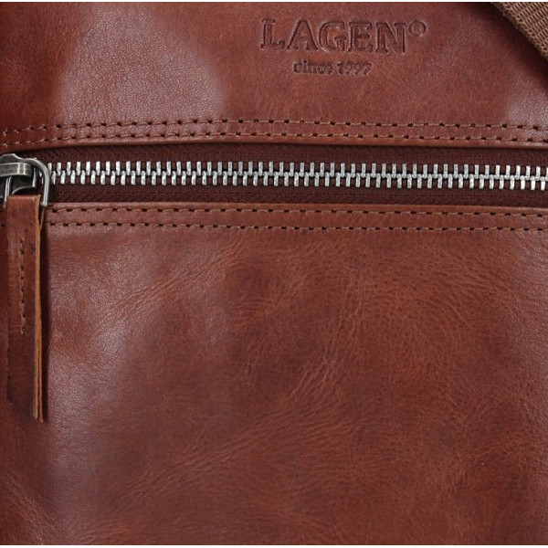 Pánska kožená taška cez rameno Lagen Moet - hnedá