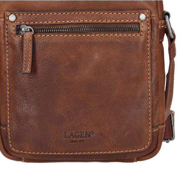 Pánska kožená taška cez rameno Lagen Dennis - svetlo hnedá
