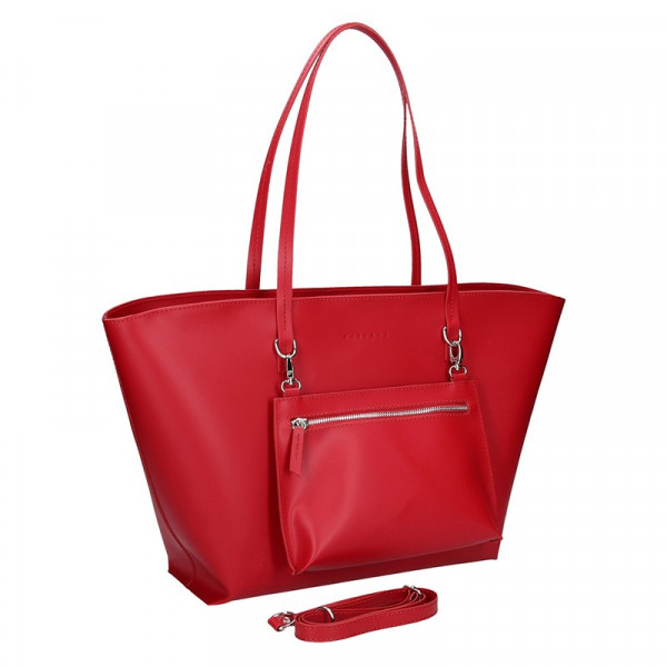 Dámska kožená kabelka Facebag 2v1 - červená