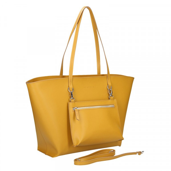 Dámska kožená kabelka Facebag 2v1 - žltá