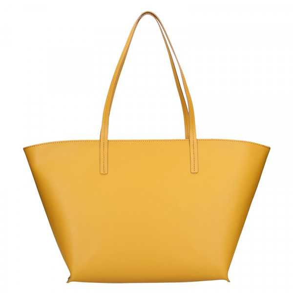 Dámska kožená kabelka Facebag 2v1 - žltá