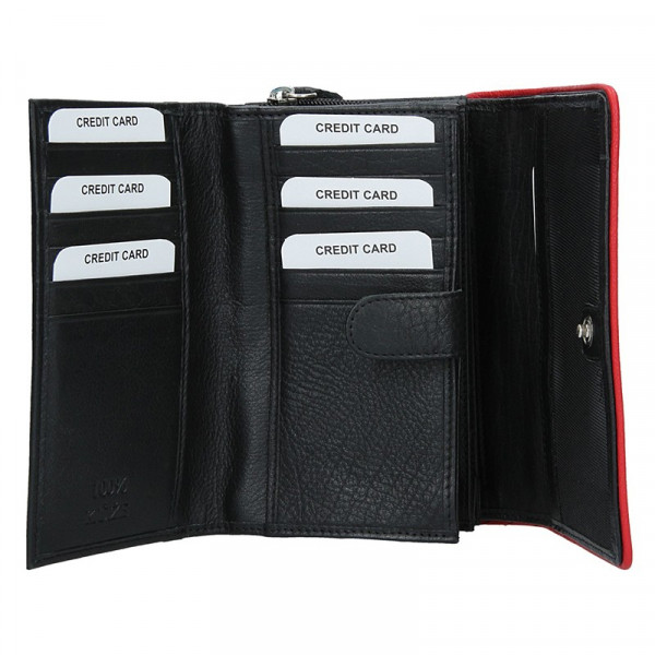 Dámská kožená peněženka DD Anekta Dita - černoDámská kožená peněženka DD Anekta Dita - černo-červená-bílá