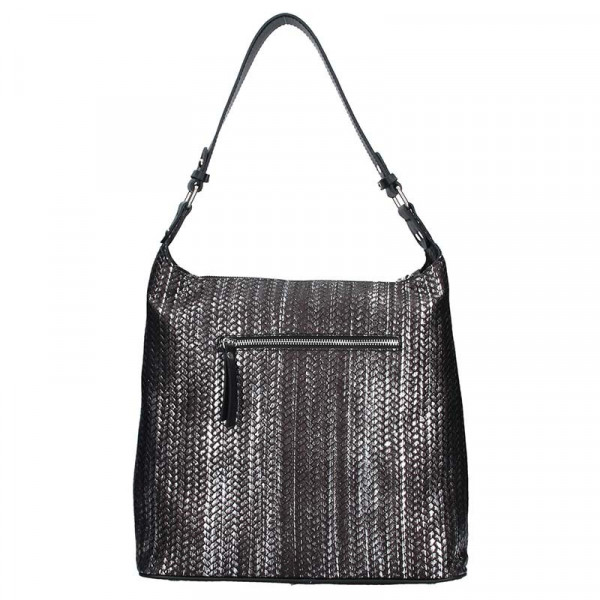 Dámska kožená kabelka Facebag Fionna - čierno-strieborná