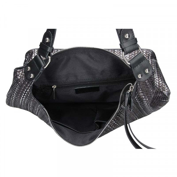 Dámska kožená kabelka Facebag Fionna - čierno-strieborná