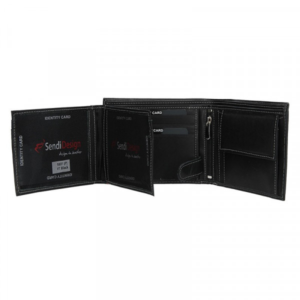 Pánska kožená peňaženka SendiDesign 5601 (P) VT - čierna