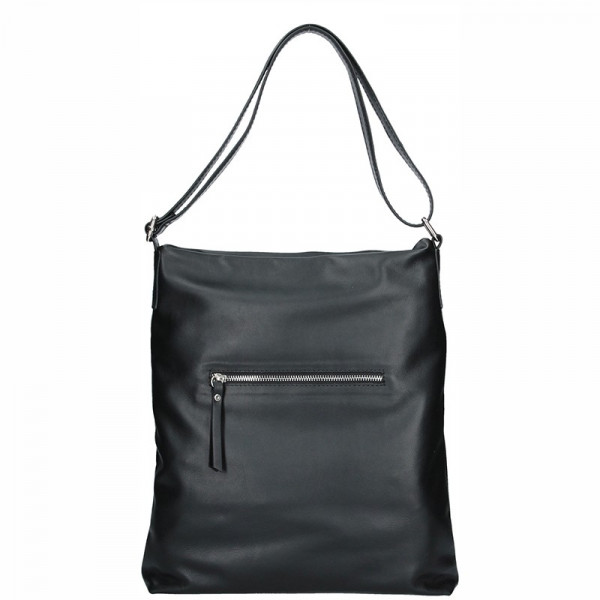 Dámska kožená kabelka Facebag Milen - čierna hladká