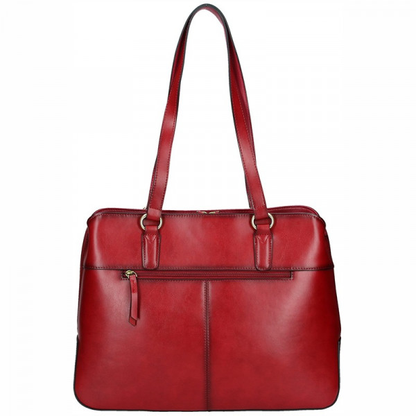Elegantná dámska kožená kabelka Katana Paloma - tmavo červená