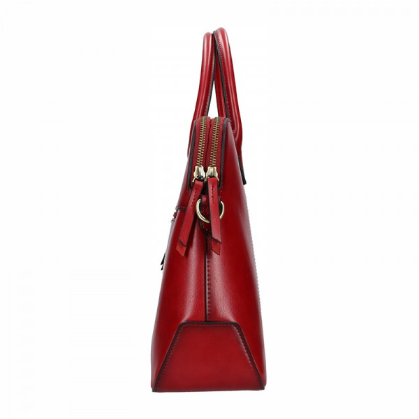 Elegantná dámska kožená kabelka Katana Celesta - tmavo červená