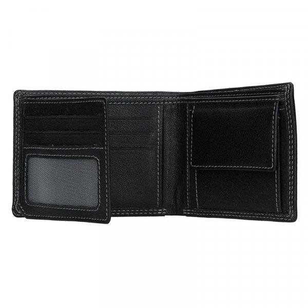 Pánska kožená peňaženka DD Anekta Fido - čierno-modrá
