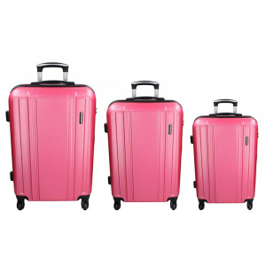 Sada 3 cestovných kufrov Madisson Rollma S, M, L - ružová