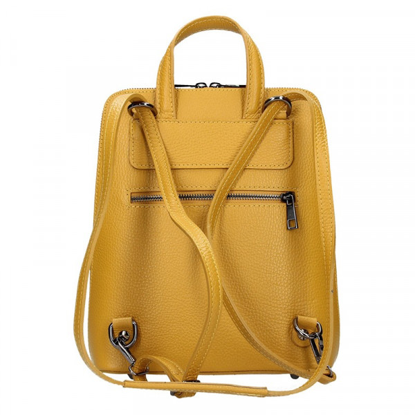 Kožený dámsky batoh Unidax Malva - žltá