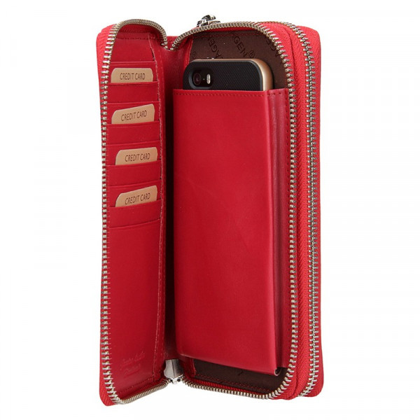 Dámska kožená peňaženka Lagen Double - červená