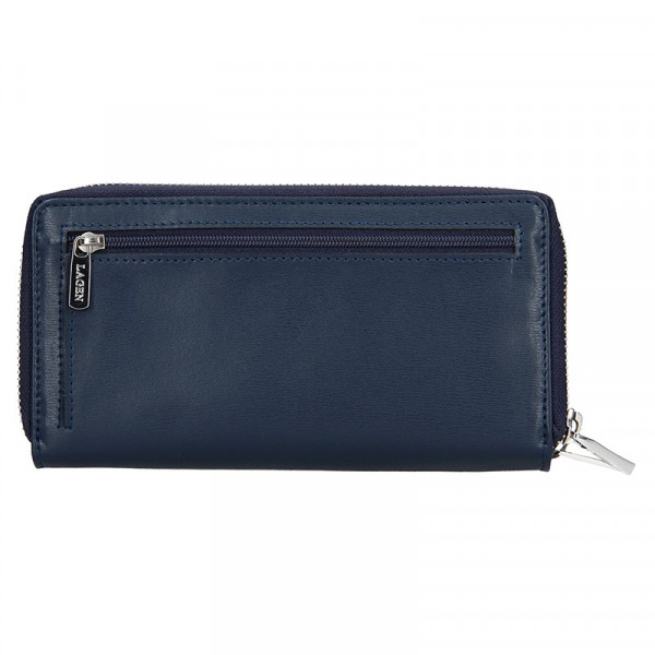 Dámska kožená peňaženka Lagen Double - tmavo modrá