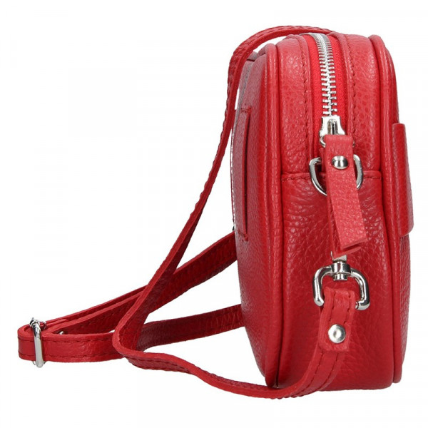 Trendy dámska kožená crossbody kabelka Facebag - červená