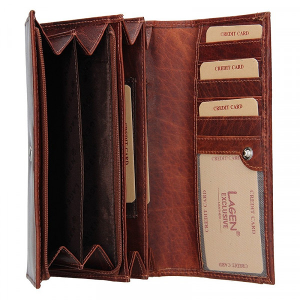 Dámska kožená peňaženka Lagen Anna - koňak