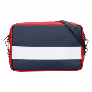 Trendy dámska kožená crossbody kabelka Facebag Ninas - modro-červeno-biela