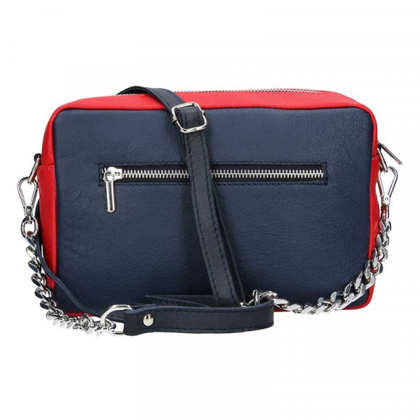 Dámska kožená crossbody kabelka Facebag Ninas - modro-červeno-biela