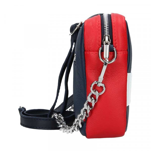 Dámska kožená crossbody kabelka Facebag Ninas - modro-červeno-biela
