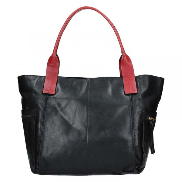 Dámska kožený kabelka Lagen Lorna - čierno-červená