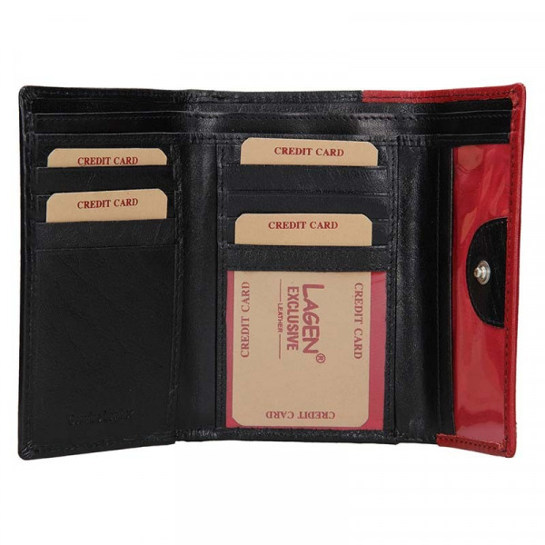 Dámska kožená peňaženka Lagen Gina - čierno-červená