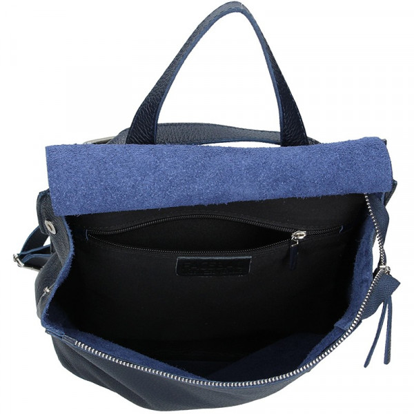 Dámsky kožený batoh Facebag Stella - tmavo modrá