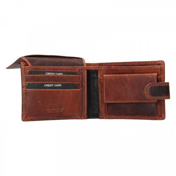 Pánska kožená peňaženka SendiDesign Martin - hnedo-čierna