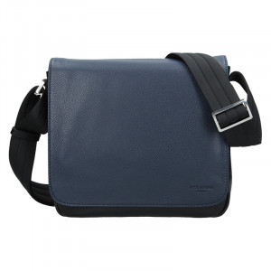 Pánska kožená taška cez rameno Hexagon Leopold - modro-čierna