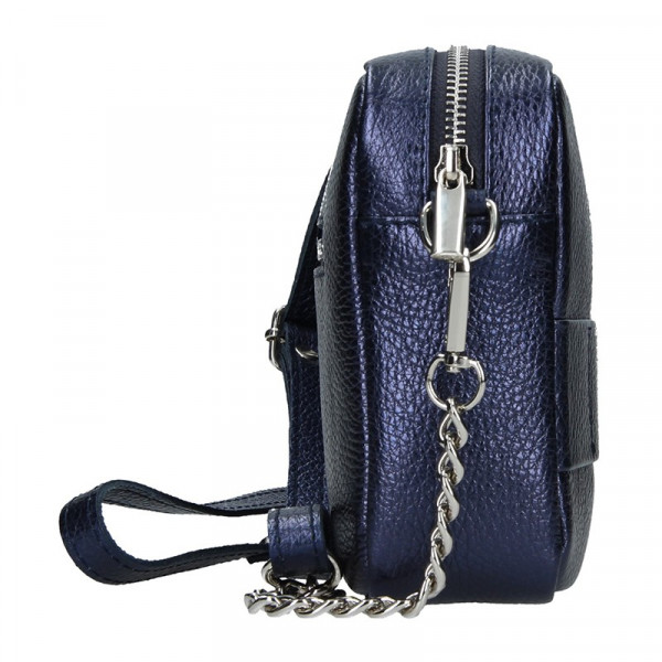 Trendy dámska kožená crossbody kabelka Facebag Ninas - modrá