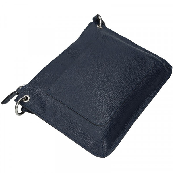 Trendy dámska kožená crossbody kabelka Facebag Nicol - tmavo modrá