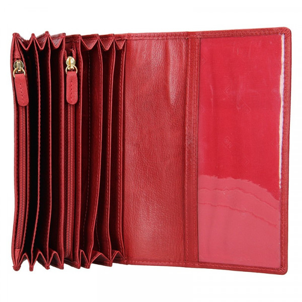 Priestranná dámska kožená peňaženka Lagen Berta - červená