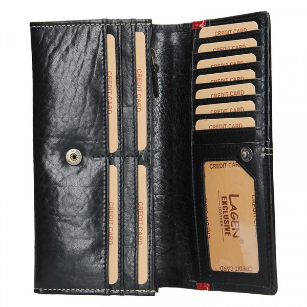 Dámska kožená peňaženka Lagen Katka - čierno-červená