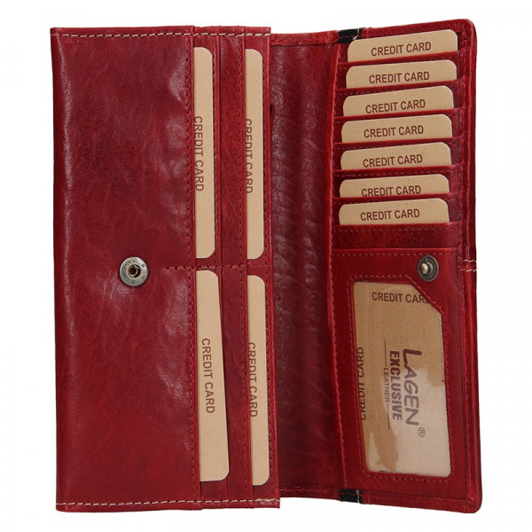 Dámska kožená peňaženka Lagen Katka - červeno-čierna