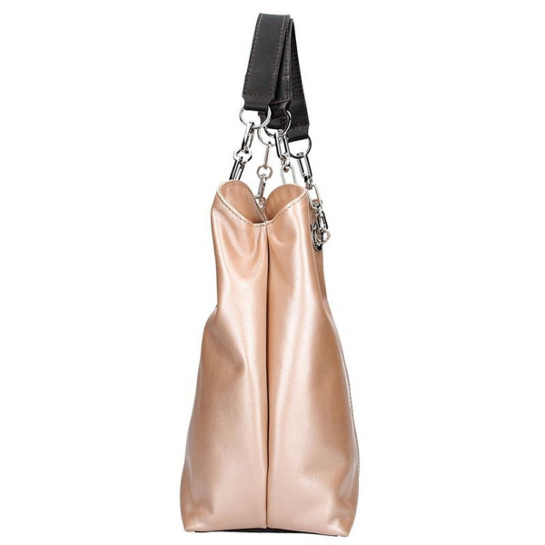 Dámska kožená kabelka Facebag Sofia - metalická ružová
