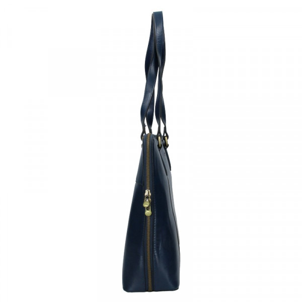 Elegantná dámska kožená kabelka Katan Apolens - modrá