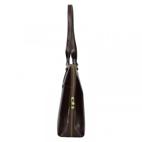 Elegantná dámska kožená kabelka Katan Apolens - tmavo hnedá