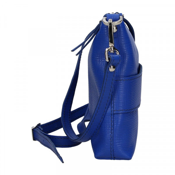 Trendy dámska kožená crossbody kabelka Facebag Elesn - modrá